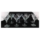 Eight Martini Glasses, with storage boxes