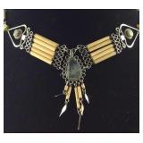 Vintage Necklace Magnetic Silver Bamboo Material