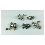 Sterling Silver 5 Frog Charms 14.3