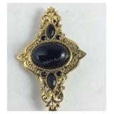 Large Gold Tone Pin/Brooch Black Onyx