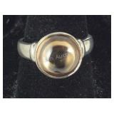 Magnetic Cabochon Orange Stone Ring,  size 6.75