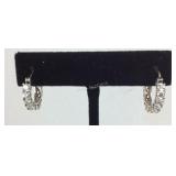 Sterling Silver CZ Hoop Lever back Earrings, 3.2