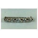 Sterling Silver 5-Stone CZ Pin / Brooch, 6.4