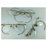 Three pairs of eyeglasses, Two pairs are 12k gold
