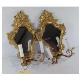Pair of mirrored wall sconces, 16" high