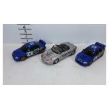 Toy cars, one die-cast, all with front pivoting