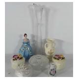 Home decor, includes trinket boxes, glass vase,