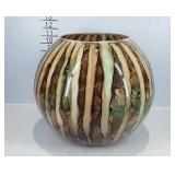 Large round decorative glass vase, 13.5" × 11".