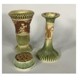 Roseville Pottery, Donatello flower frog, 8" vase