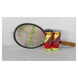 Tennis racket and tennis balls