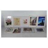 Artist signed prints, includes floral and
