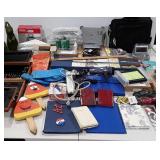 Home goods and office supplies, curtain rods, art