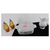 Corning covered casserole 7"×7",               I.