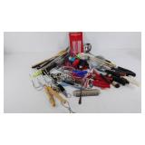 Kitchen Utensils, knives, measuring cups and