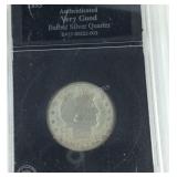 1893 Barber silver quarter, authenticated very