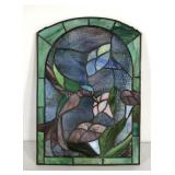 Leaded glass hummingbird sun catcher panel, 9x13,