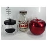 Cookie jars, one apple shaped