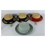 Ladies hats, 3 hand woven straw hats, a brand