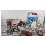 Christmas gift boxes, bags, ribbon, garland,
