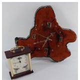 Bulova table clock, and wall clock, both