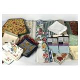 Table linens and sheer curtain panels, includes