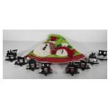 Christmas decor, snowman tree skirt and two