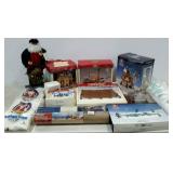 Holiday lot, Lemax lighted house, boat, duck