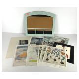 Unframed artwork and memory chalk board, 20x16,