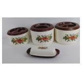 Sterilite canisters and covered butter dish