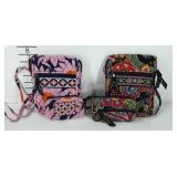 Two Vera Bradley handbags with matching coin