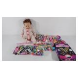 Toy group, plush toys, balls, animals, dolls,