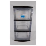 Medium 3 drawer storage tote, does have a melted