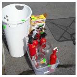 6 Fire Extinguishers plus laundry basket, 2