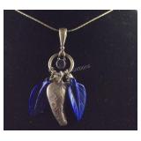 Sterling silver and lapis necklace with pendant