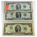 Three $2bills 1976 and 2009