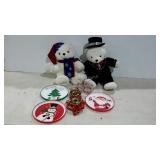 Holiday group teddy bears, Santa, tree and