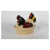 Metlox Pottery hen on nest, 6 1/2"
