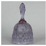 Fenton glass bell, purple with cream trim, 6"