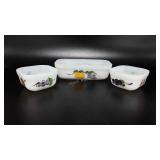 Fire King three piece fruit bowl set