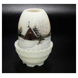 Glassware, Fenton 1978 signed fairy lamp, green,