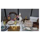 Easter holiday decor, cake plate, baskets,