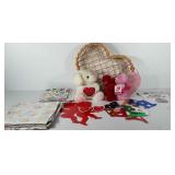 Holiday group, includes heart shaped basket and