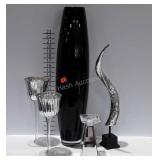 Home decor, 27.5" glass vase, candle holders, and