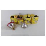 Five GE Halogen 100w Floodlight bulbs and one 85w