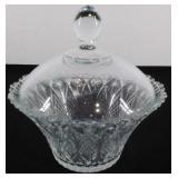 Glass covered dish, 7" with storage box