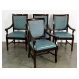 Four arm chairs, vinyl and cloth upholstery,