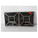 Two wall hanging mirrors, 10" x 10"