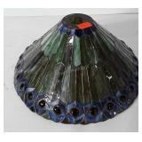 Stained glass lamp shade, has some cracks, 14.5"