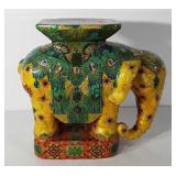 Decoupage metal elephant plant stand, 19.5"