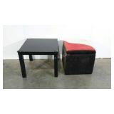 Small 22 x 22 x18 table and storage ottoman-faded